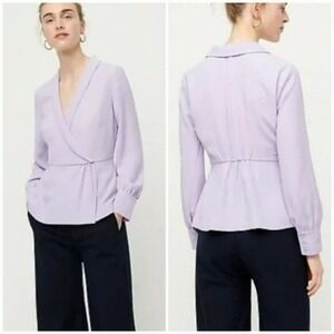 J.Crew NEW Lilac 365 Crepe Faux-Wrap Shawl Collar Blouse Top SZ 10 Career Chic